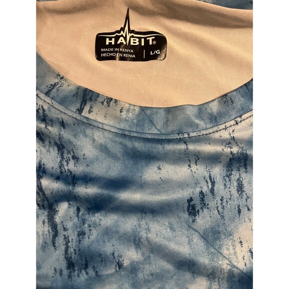 Habit RealTree Long Sleeve Performance Fishing Shirt LARGE UV Blue White Hunting - Picture 5 of 9